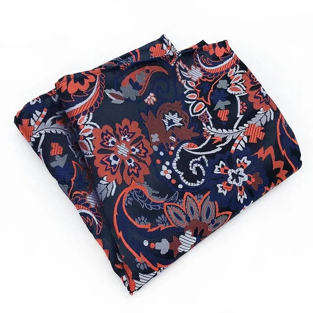 Orange & Blue Paisley Pocket Square
