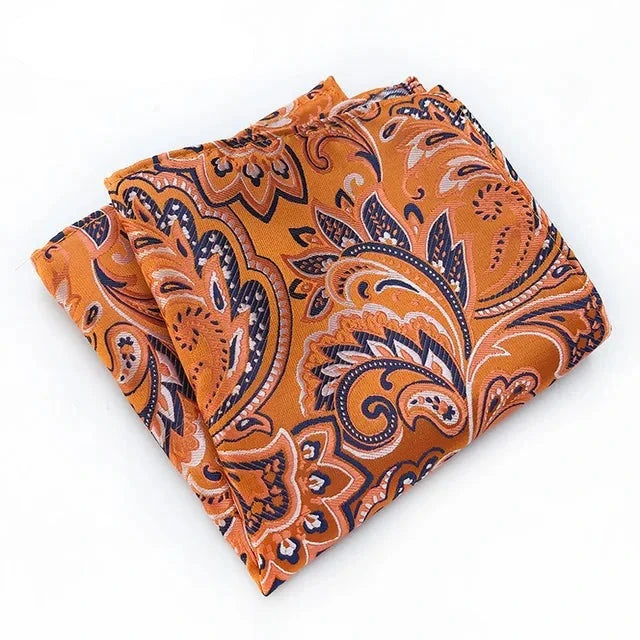 Fire Orange Paisley Pocket Square