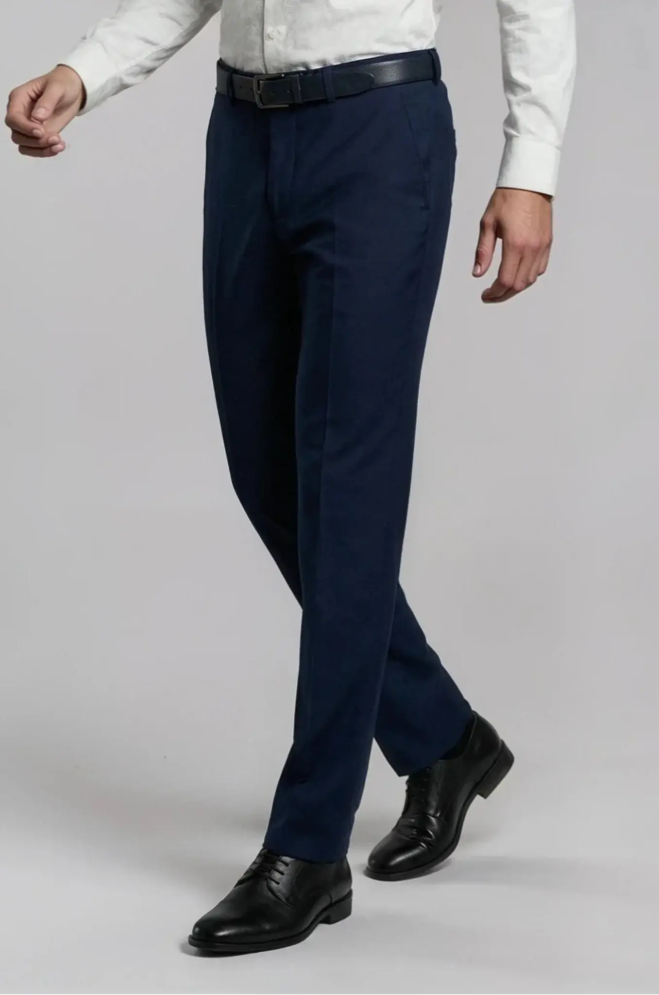 Blutailor Classic Navy Trouser – a timeless navy trouser featuring a custom tailored fit with a clean, structured silhouette, crafted for refined formal and smart occasion wear.