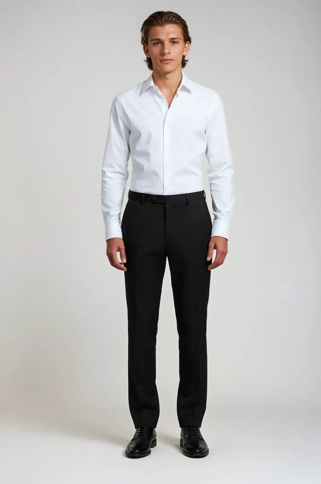 Classic White Poplin Shirt – a timeless white shirt crafted in crisp poplin fabric, featuring a custom tailored silhouette for effortless sophistication and polished formal wear.