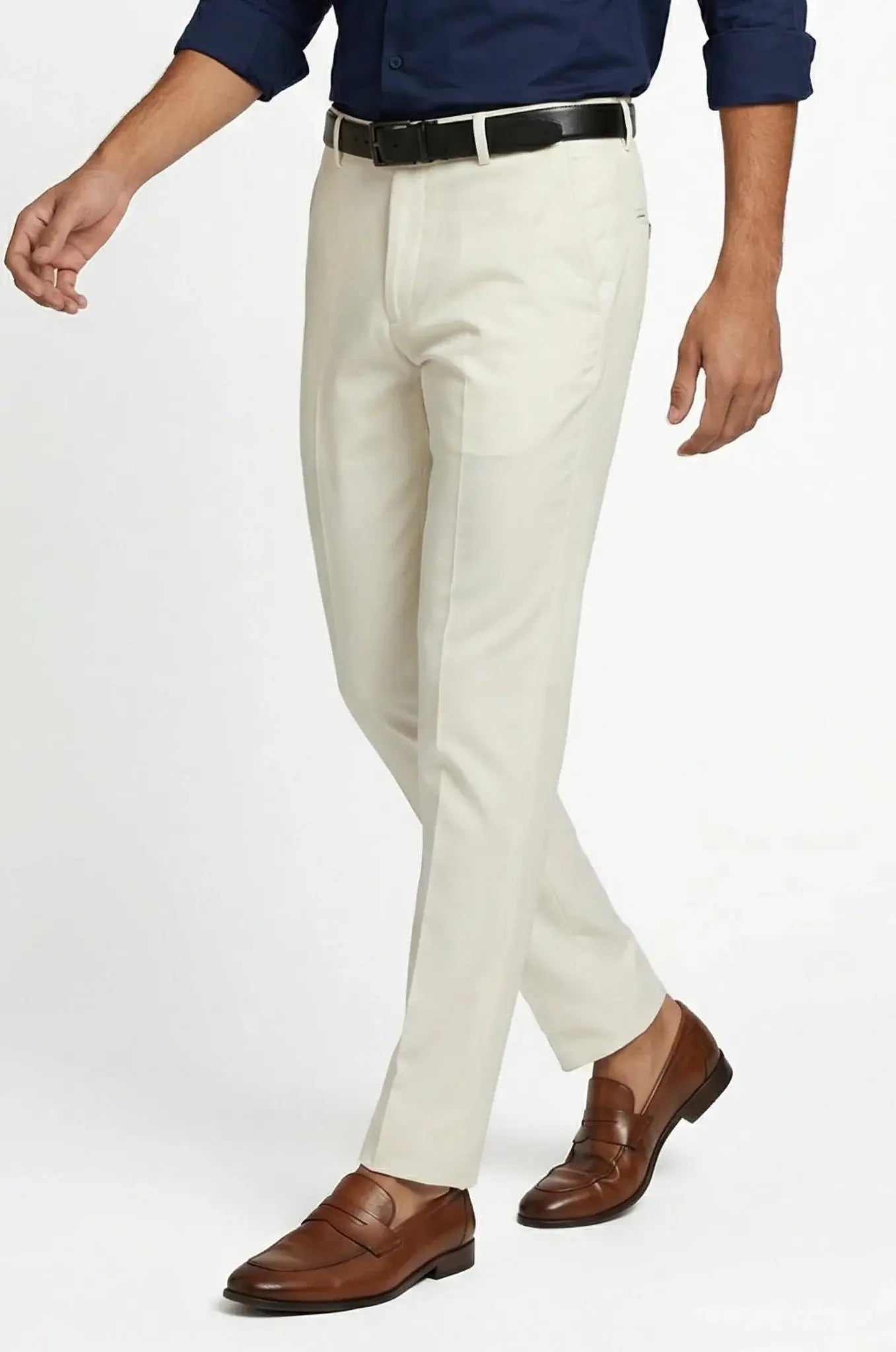 Blutailor ivory formal trousers in premium fabric with a custom tailored fit, designed for a refined, elegant, and versatile look.