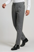 Blutailor Mid-Grey Formal Trouser – a sophisticated mid-grey trouser featuring a bespoke tailored fit with a sharp, structured silhouette, crafted for timeless formal and professional elegance.