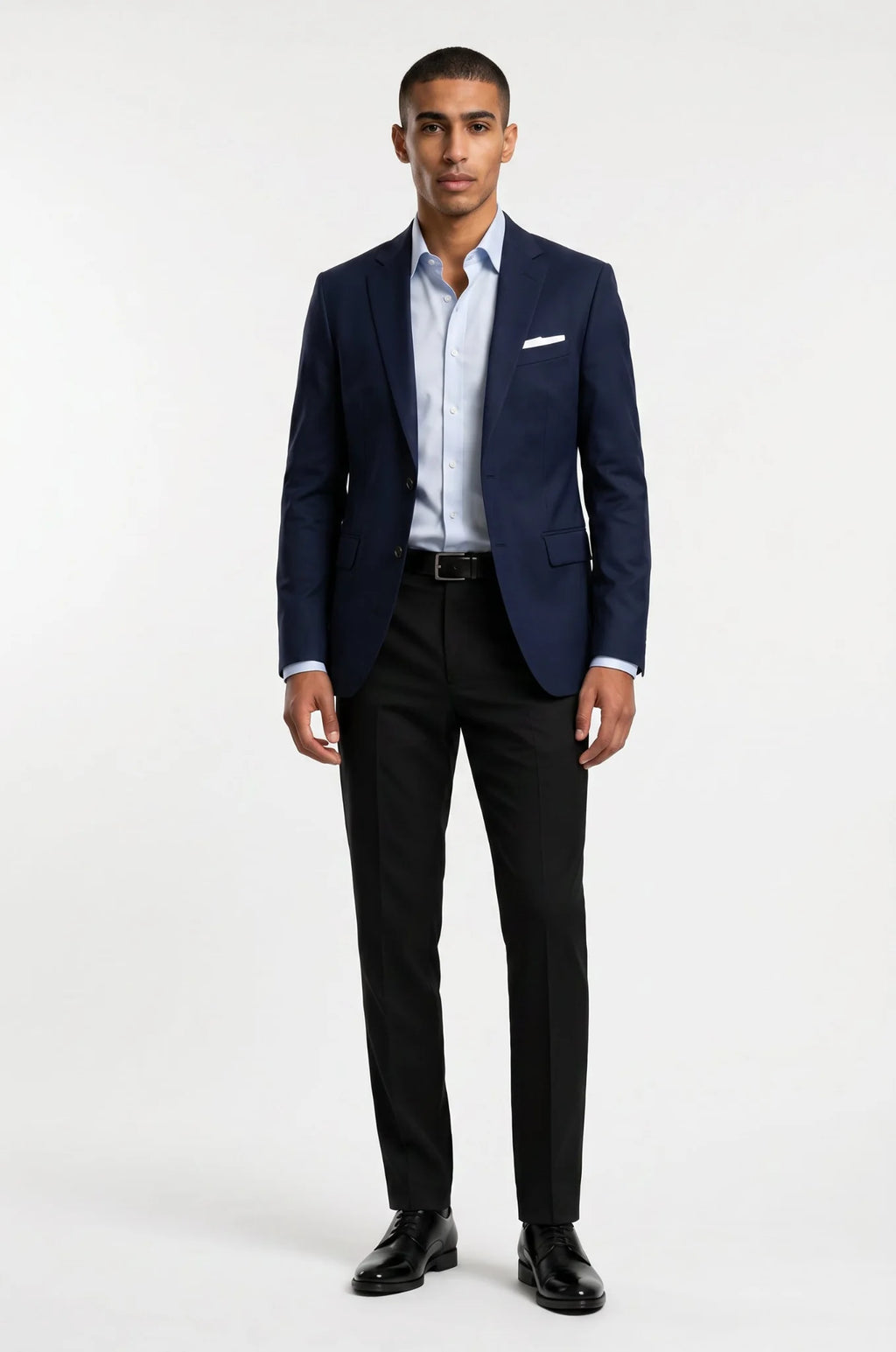 Men's Blutailor Navy Blue Cloud Blazer crafted from premium Giza cotton, featuring a deep navy blue hue, cloud-inspired design detailing, tailored fit, structured silhouette, and a refined aesthetic ideal for weddings, evening events, and sophisticated occasion wear.