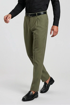 Blutailor olive formal trousers in premium fabric with a custom tailored fit, designed for a refined, versatile, and modern look.