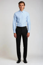 Blutailor Oxford Button Down Blue Shirt – a refined blue shirt featuring a custom tailored fit with a classic button-down collar, crafted for versatile smart-casual and formal sophistication.
