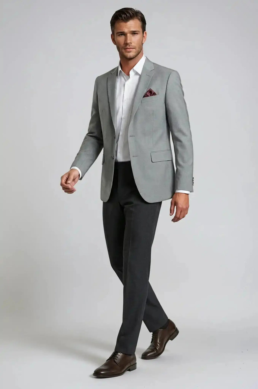  Blutailor Premium Office Grey Blazer – a sophisticated grey blazer featuring a bespoke tailored silhouette, designed for polished professional wear and understated formal elegance.