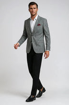 Blutailor Textured Grey Blazer – an elegant grey blazer with subtle texture detailing, featuring a custom tailored fit designed for a sharp silhouette and refined formal sophistication.