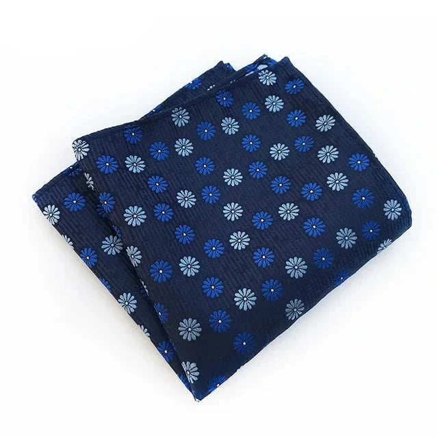 Navy Blue Floral Pocket Square