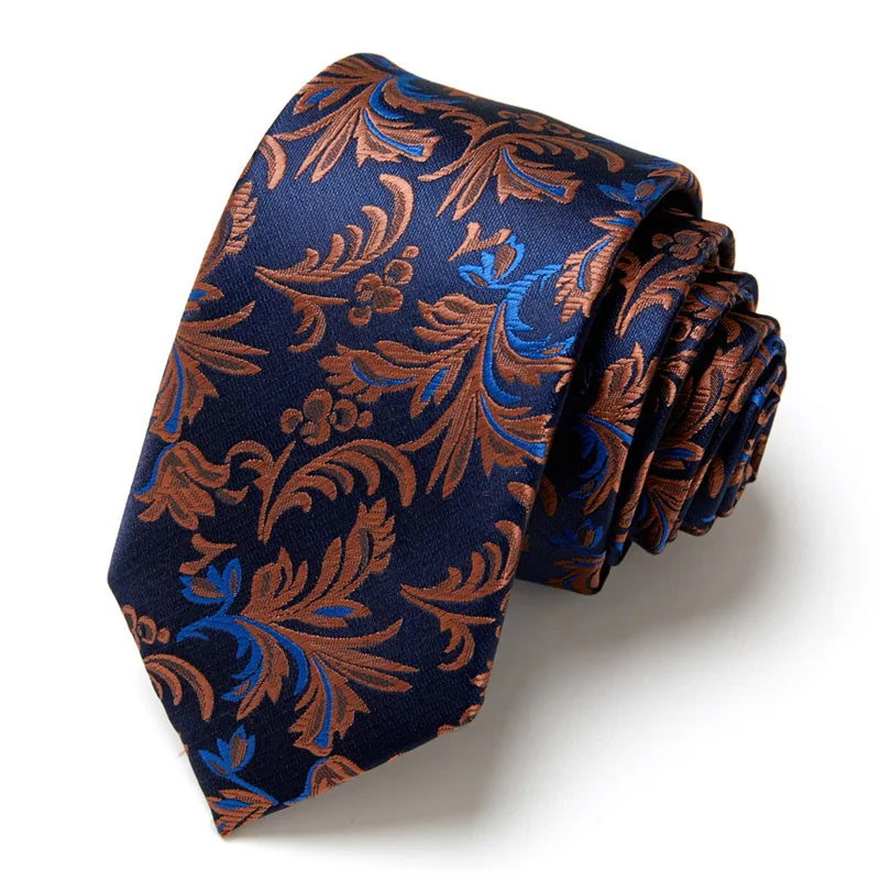 Navy Blue & Fire Orange Paisley Tie