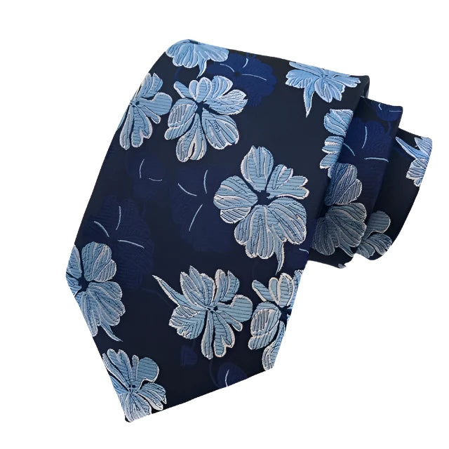 Dark Blue Flower Tie