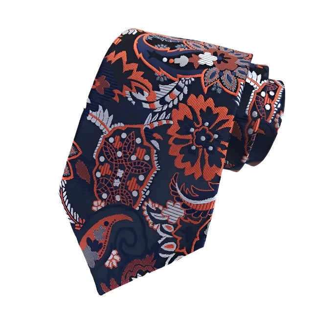 Fire Orange Summer Floral Tie