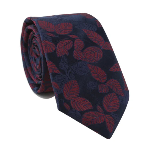 Burgundy Leaf Print Tie