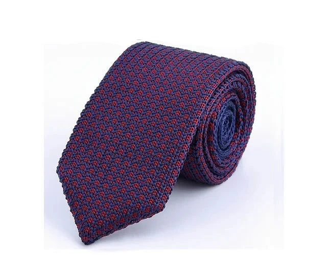 Burgundy & Red Knitted Polka dot tie