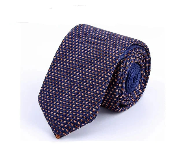 Blue & Orange Knitted Polka Dot Tie