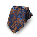 Navy Blue & Fire Orange Paisley Tie