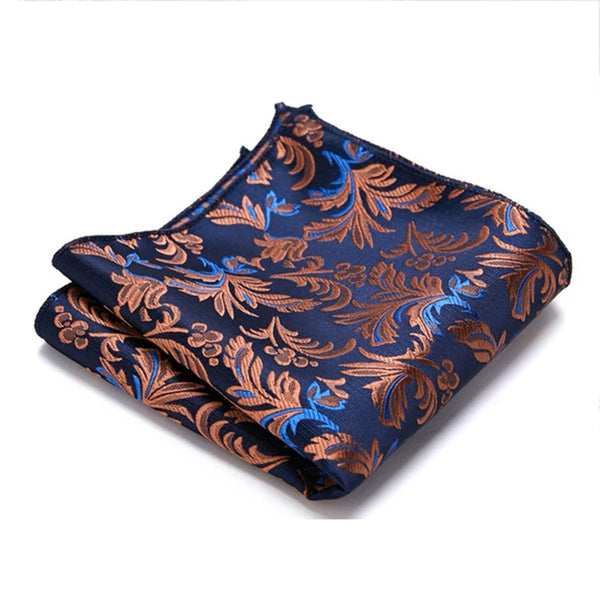 Navy Blue & Fire Orange Pocket Square