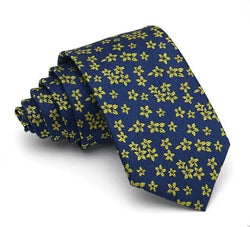 Navy & Gold Floral Slim Tie