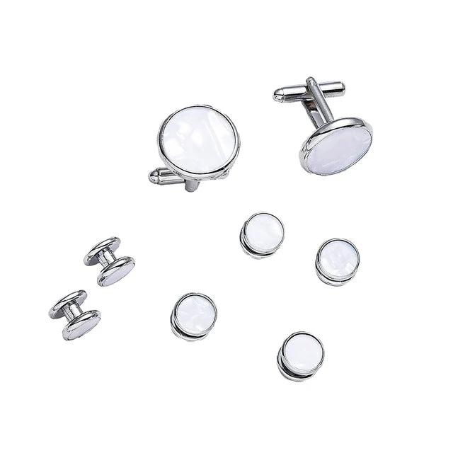 White Silver Cufflinks