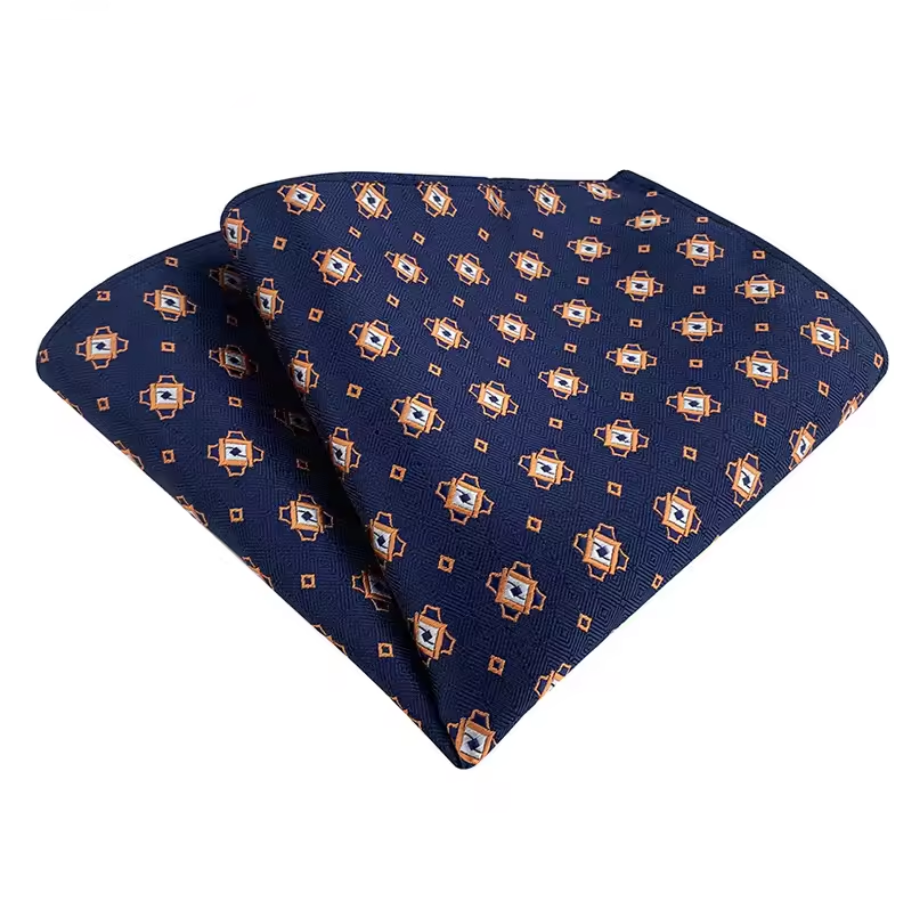 Navy Blue Floral Pocket Square