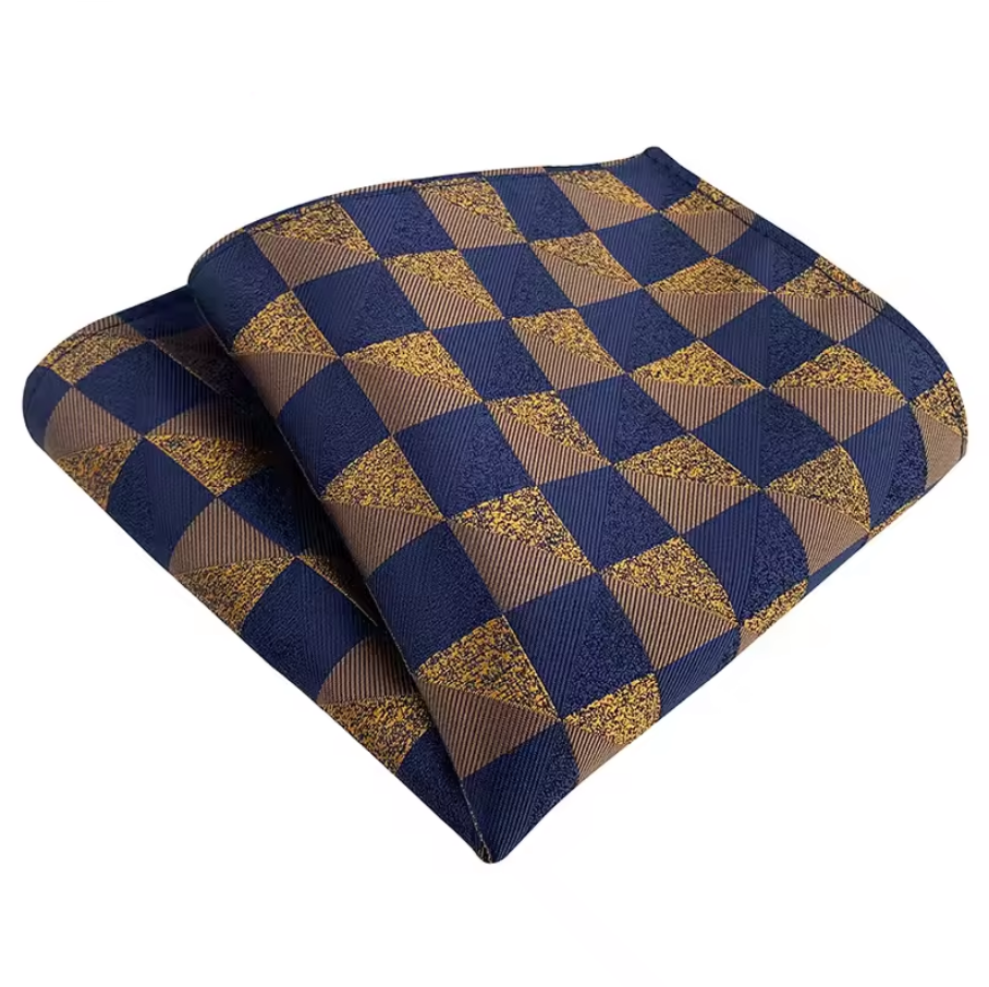 Blue & Brown Plaid Pocket Square