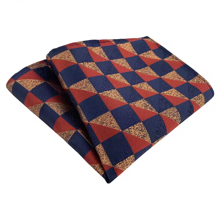 Blue Brown & Red Pocket Square