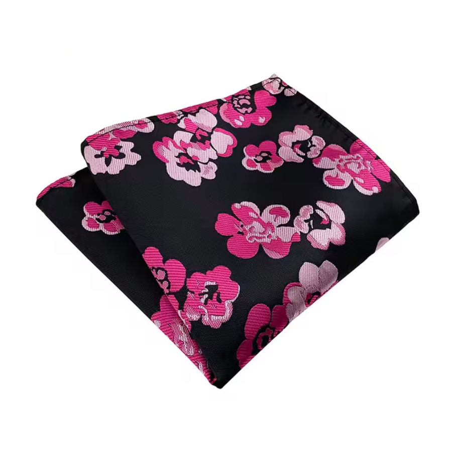 Midnight Pink Floral Pocket Square