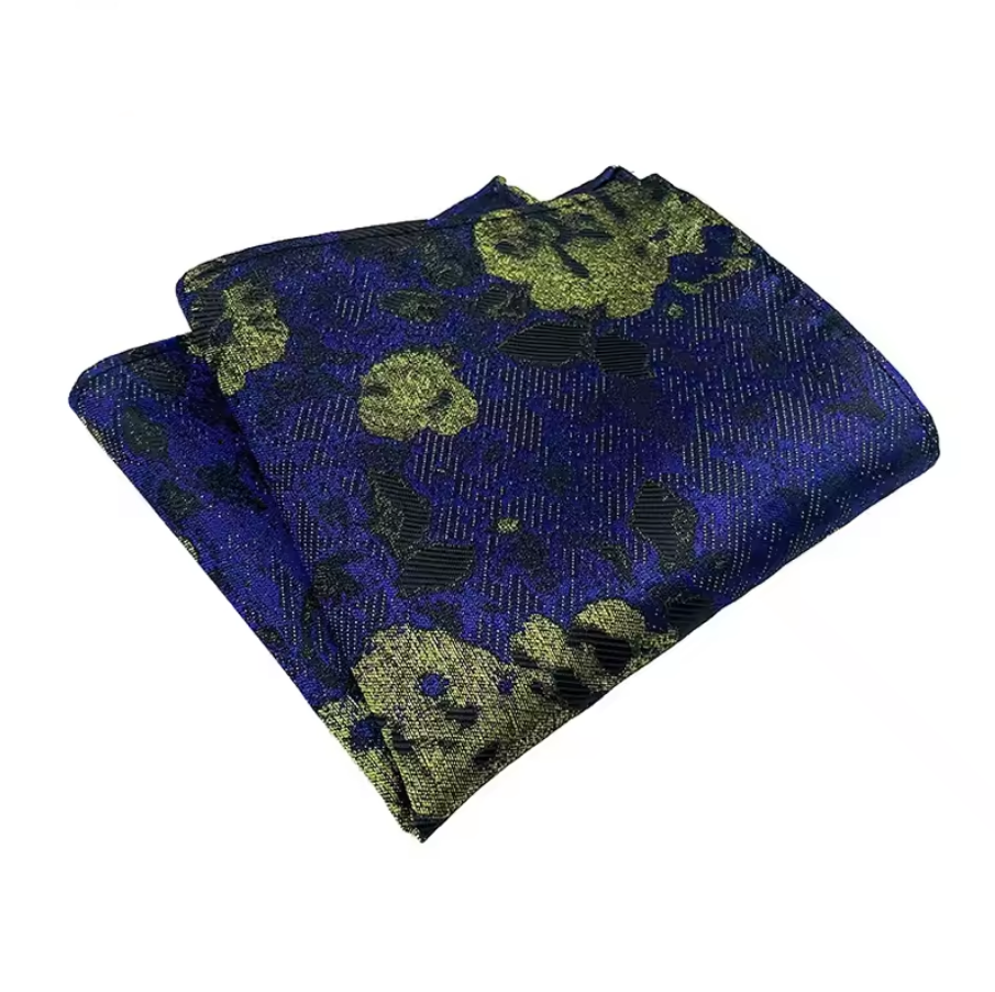Olive & Blue Floral Pocket Square