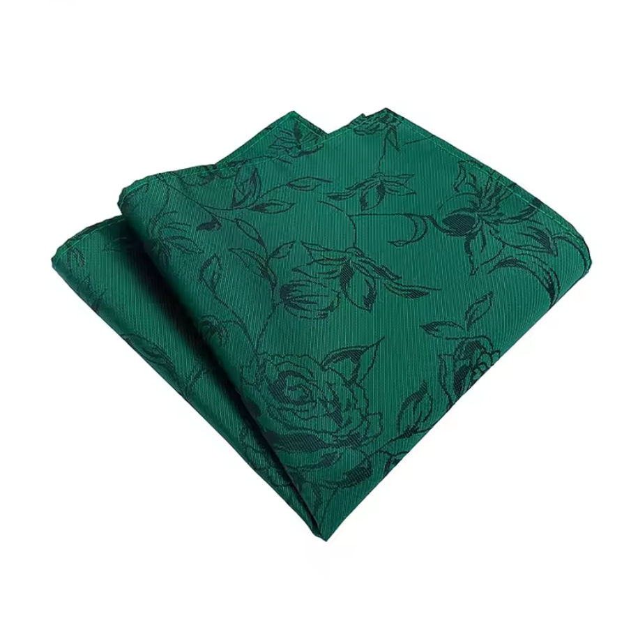 Olive Green Floral Pocket Square