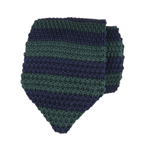 Green & Blue Knitted Striped Tie