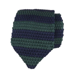 Green & Blue Knitted Striped Tie