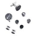 Dark Grey Silver Cufflinks