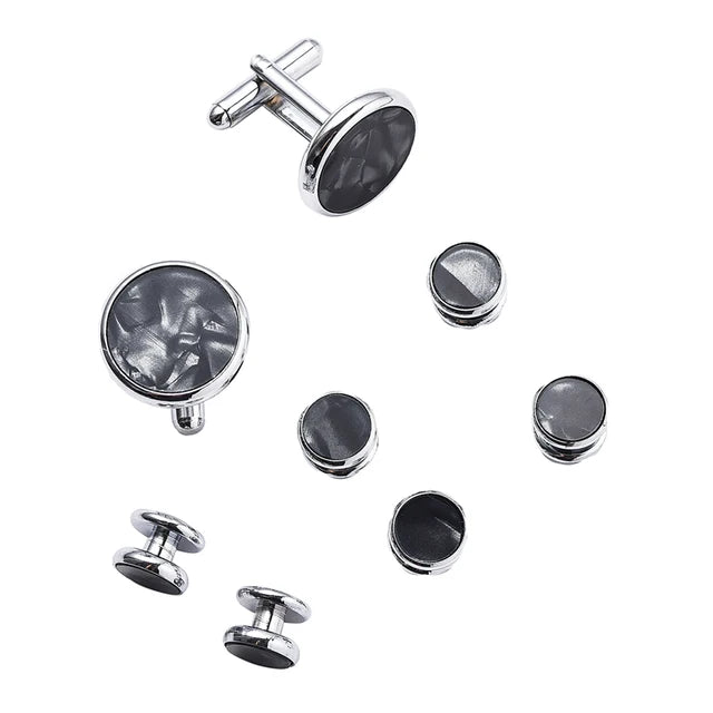 Dark Grey Silver Cufflinks