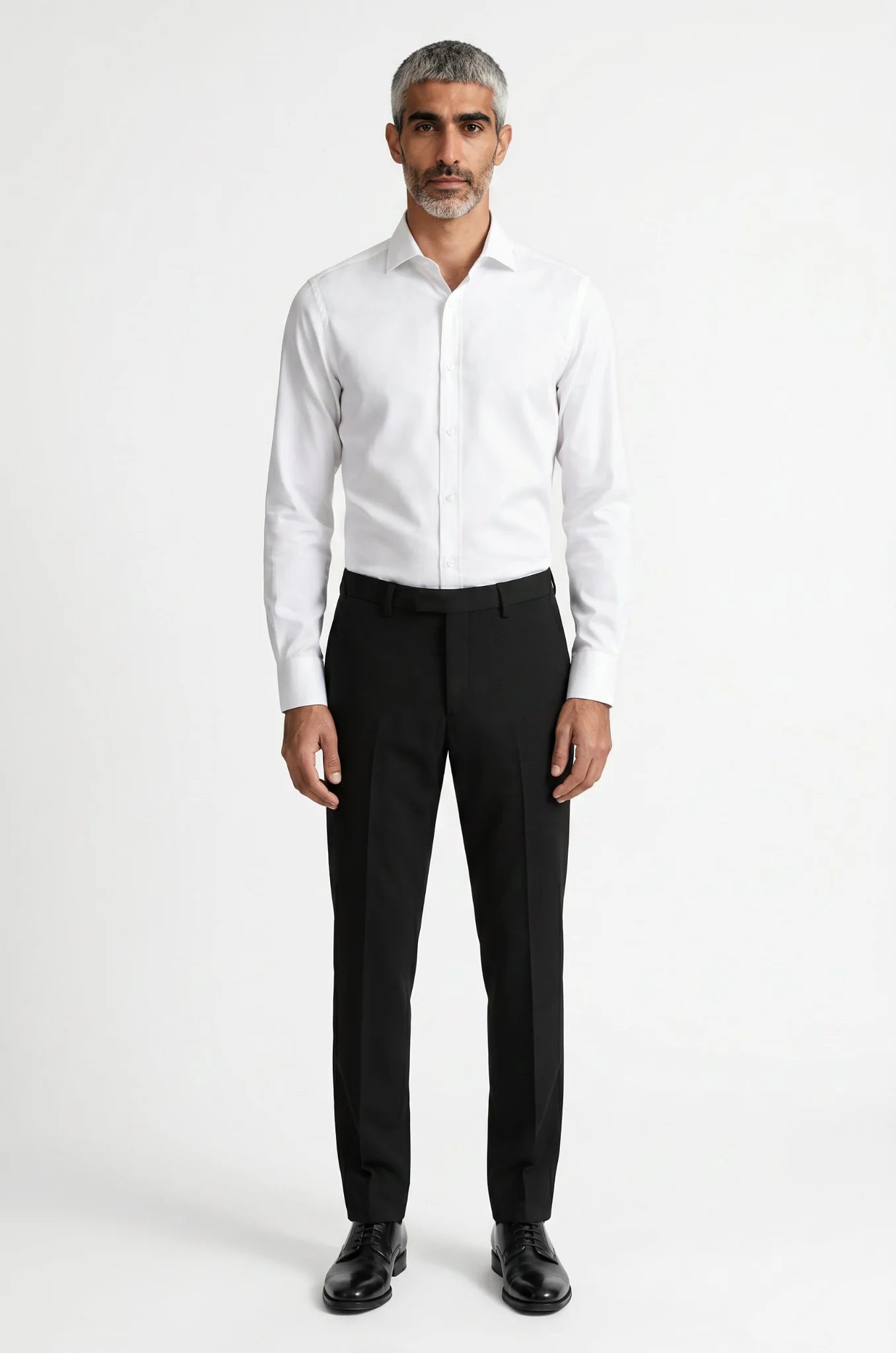 Men's White Italian Cutaway Collar Shirt crafted from premium Giza cotton, featuring a crisp white finish, tailored fit, elegant Italian cutaway collar, and a sophisticated design ideal for formal, business, and special occasion wear.