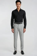 Blutailor Light Grey Formal Trouser – a refined light grey trouser featuring a custom tailored fit with a clean, structured silhouette, crafted for elegant formal and professional wear.
