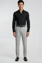 Blutailor Light Grey Formal Trouser – a refined light grey trouser featuring a custom tailored fit with a clean, structured silhouette, crafted for elegant formal and professional wear.